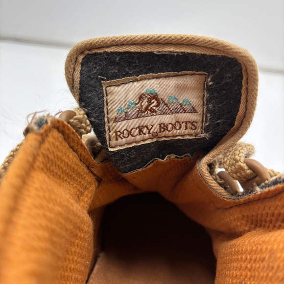 Rocky Boots Gore-Tex Vibram Hiking Boots Brown Canvas Leather 8M Vintage Outdoor - Picture 6 of 8
